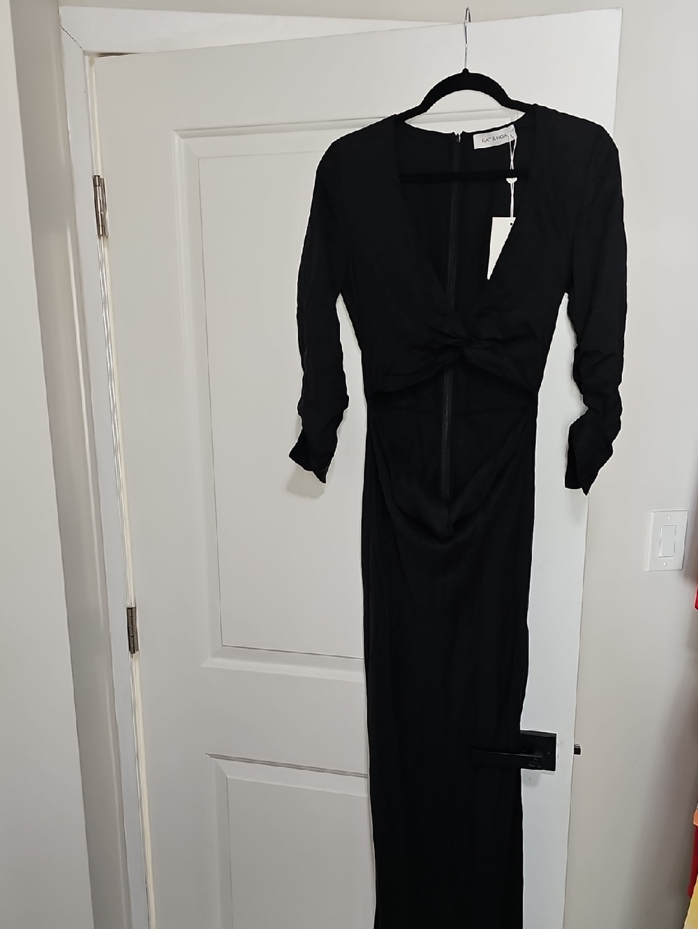 Rat & Boa Black Knot-Front Long Sleeve Maxi